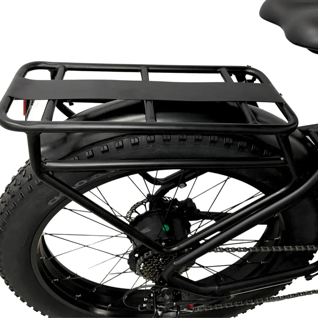 E-MOVEMENT Raven Long Range Fat Tyre Step Through Electric Bike 250W rack