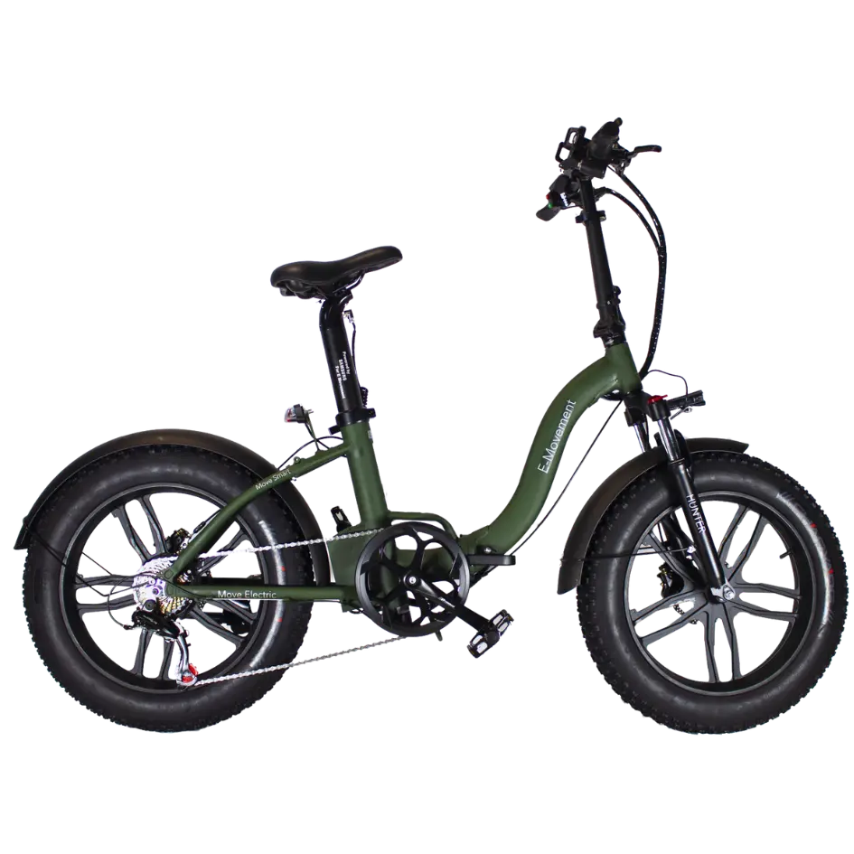 E-MOVEMENT Hunter Extreme Folding Fat Tyre Electric Bike 350W/500W Green