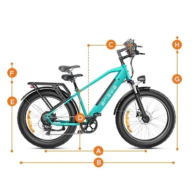 Powered Pedals | ENGWE E26 Fat Tyre Hybrid 250W Electric Bike Sizing