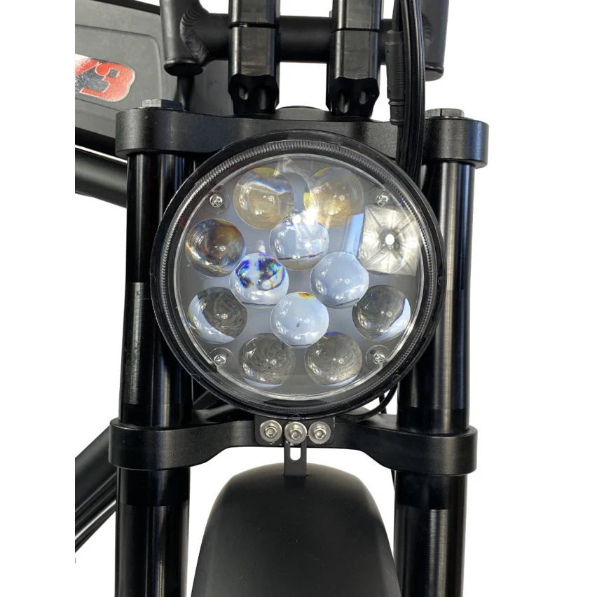 Powered Pedals | Cruz73 Retro Unlimited 750W Fat Tyre  Electric Bike lights