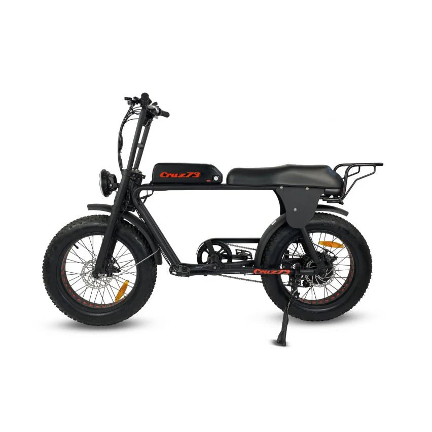 Powered Pedals | Cruz73 Retro Unlimited 750W Fat Tyre  Electric Bike side on