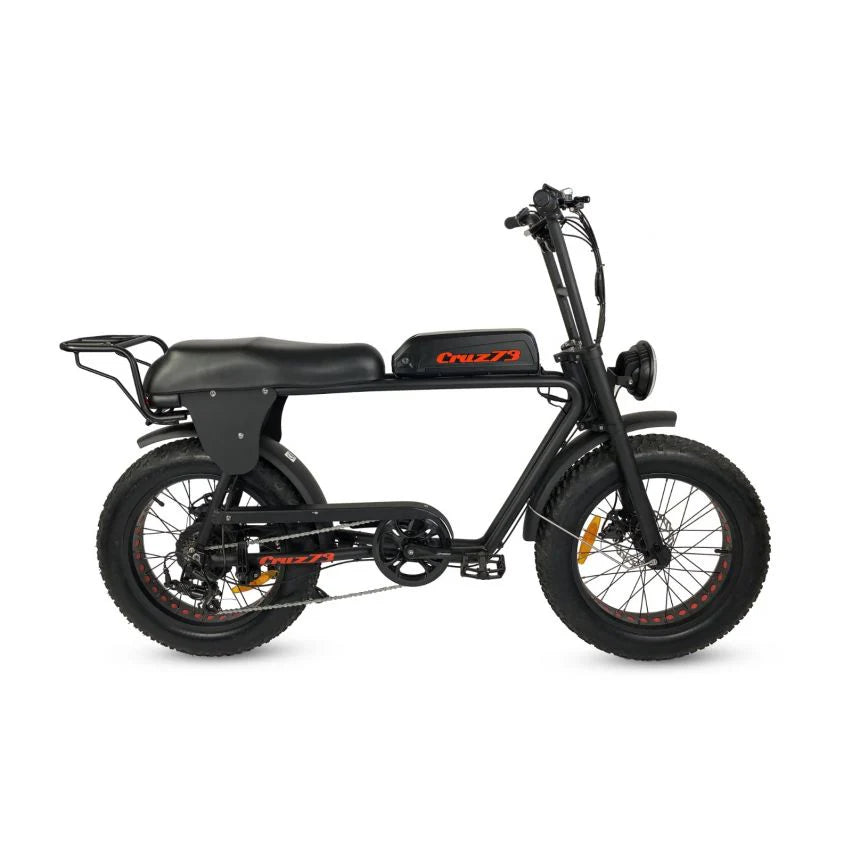 Powered Pedals | Cruz73 Retro Unlimited 750W Fat Tyre  Electric Bike side on