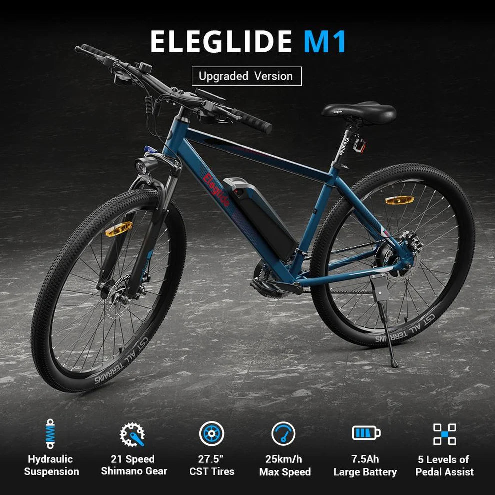 Eleglide M1 Electric Mountain Bike 250W Blue Upgrade